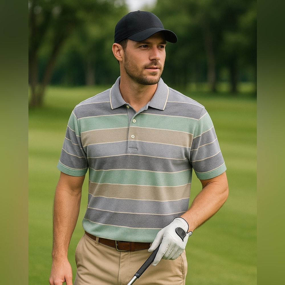 Daniel Cremieux XL Pima Cotton Polo Striped Golf Shirt Signature Collection